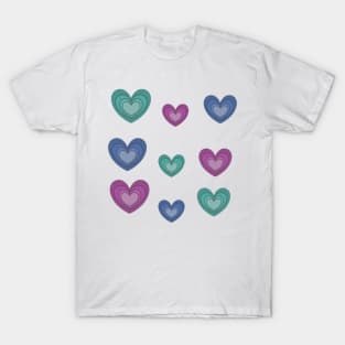 Heart Collection in Aqua Denim Pink T-Shirt